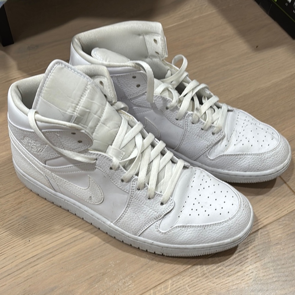 Nike Air Jordan White Leather High-Top Sneakers